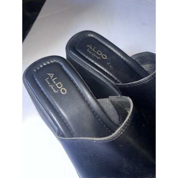 Aldo Wedge Sandal Black Platform Womens Sz 8.5 Y2K Vintage Slip On **Read - Picture 12 of 15